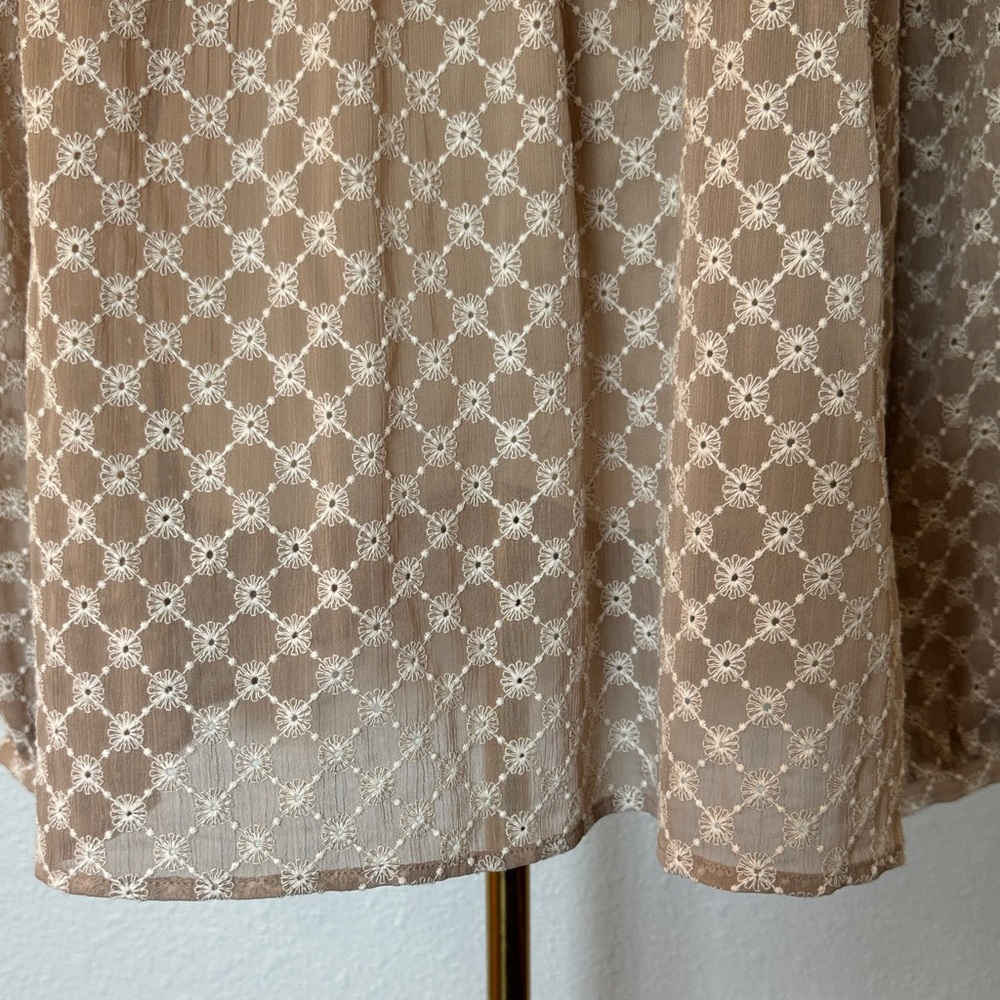 Etcetera Beige Patterned Long Sleeve Peasant Blou… - image 4